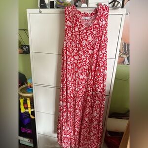 Red and White Floral Maxi Dress